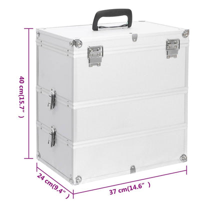 vidaXL Mallette à maquillage 37x24x40 cm Argenté Aluminium