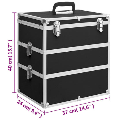 vidaXL Mallette à maquillage 37x24x40 cm Noir Aluminium