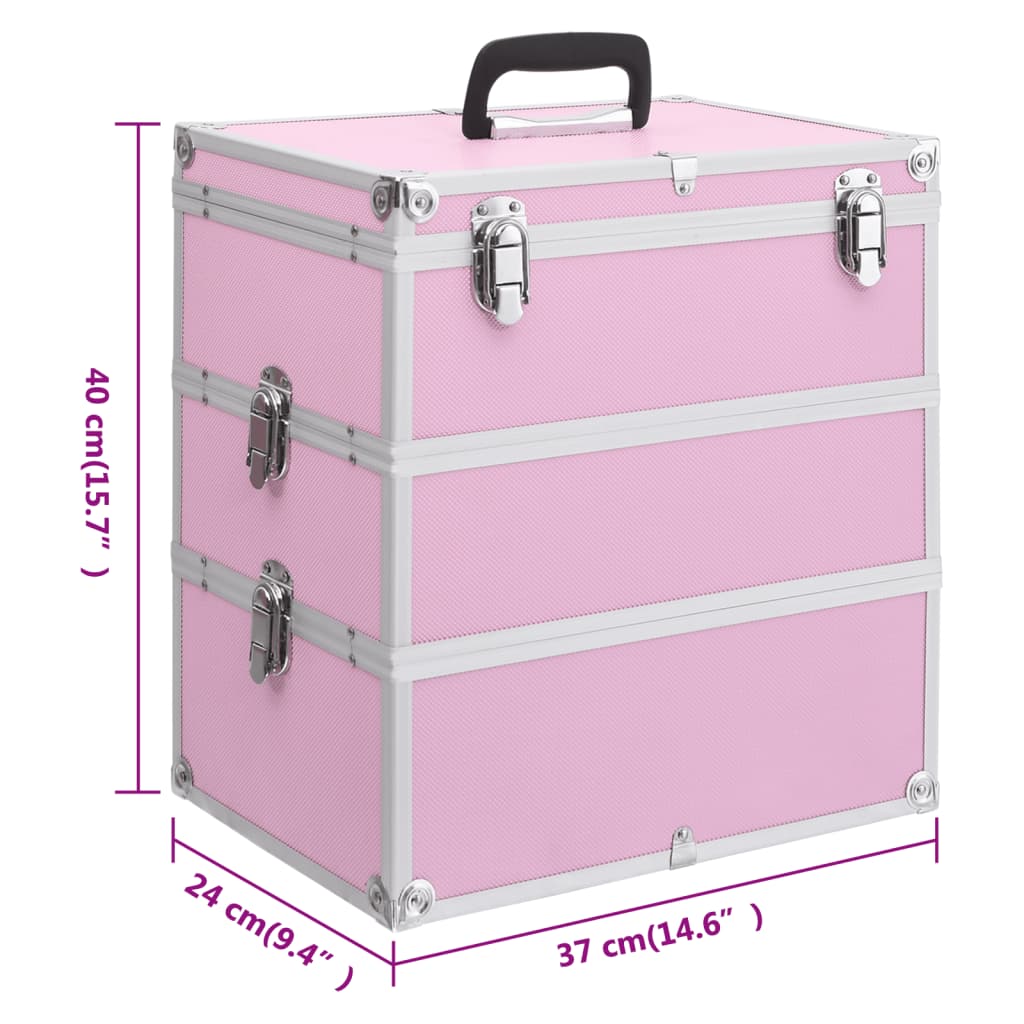 vidaXL Mallette à maquillage 37x24x40 cm Rose Aluminium