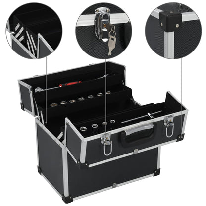 vidaXL Boîte à outils 38x22,5x34 cm Noir Aluminium
