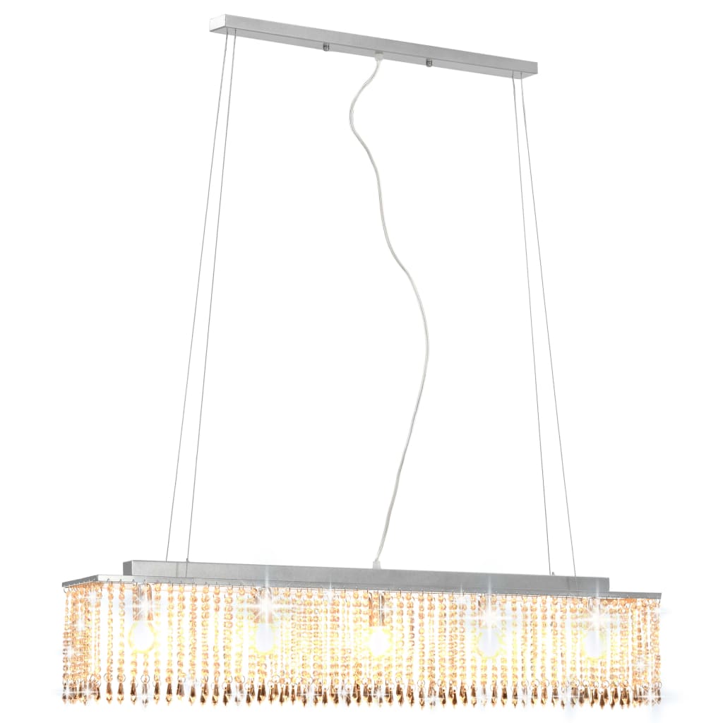 vidaXL Plafonnier avec perles de cristal Argenté 104 cm E14