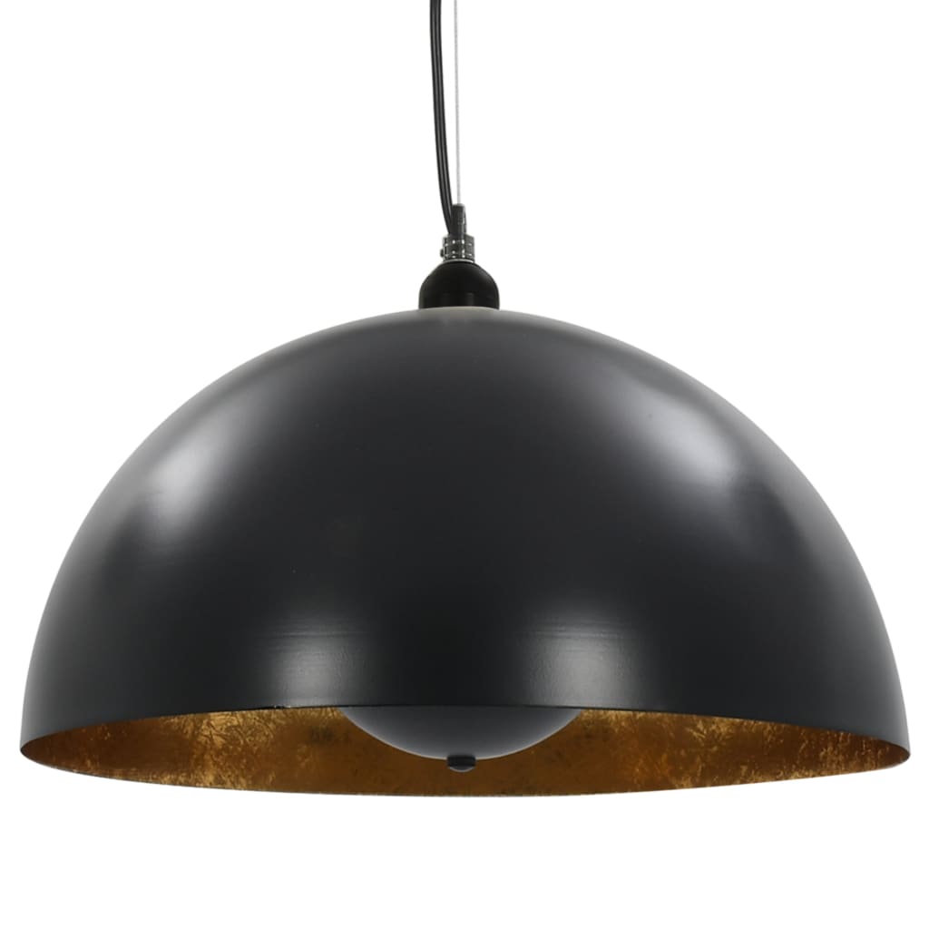 vidaXL 2 pcs Plafonniers Noir et doré Semi-sphérique 40 cm E27