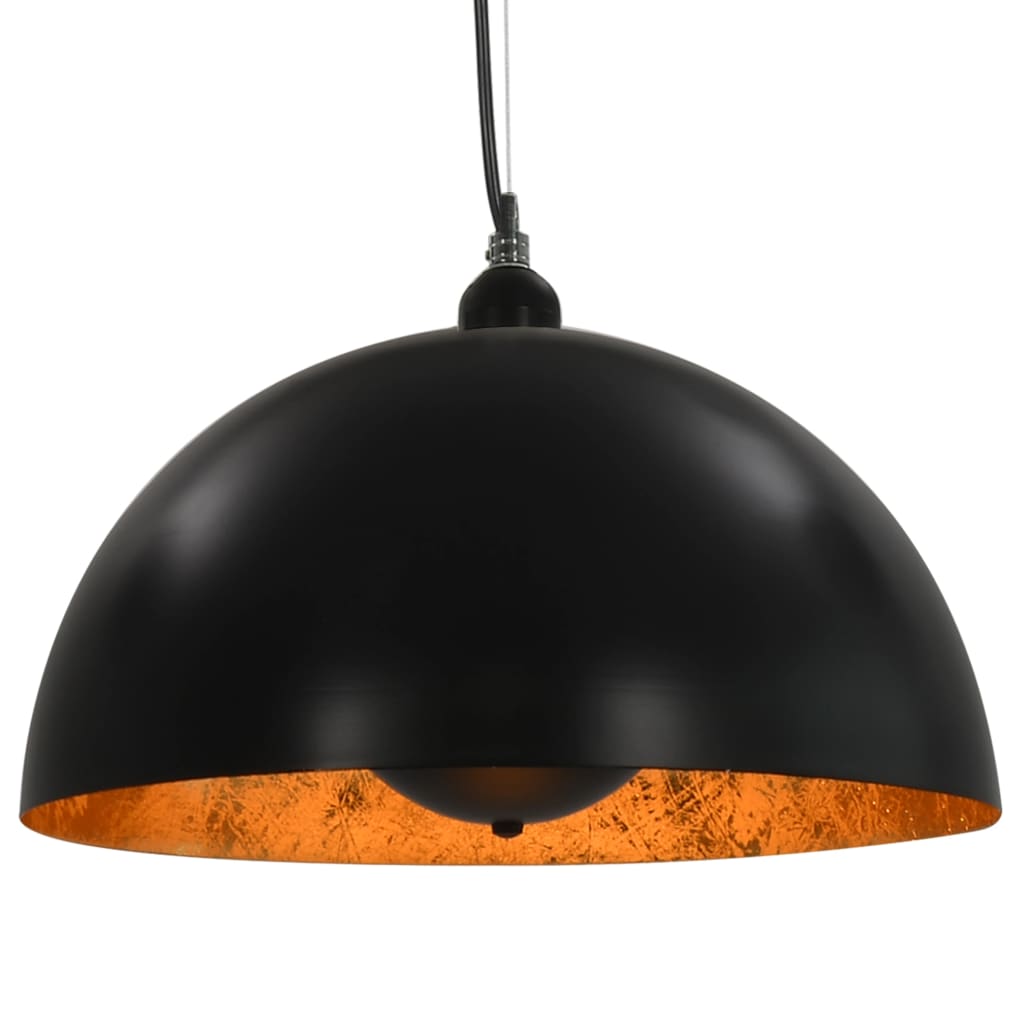 vidaXL 2 pcs Plafonniers Noir et doré Semi-sphérique 40 cm E27