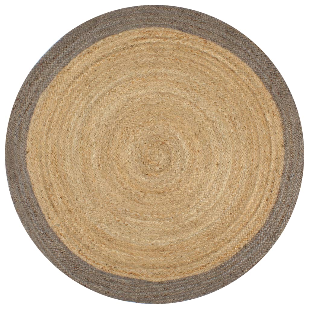vidaXL Tapis fait à la main Jute avec bord gris 120 cm