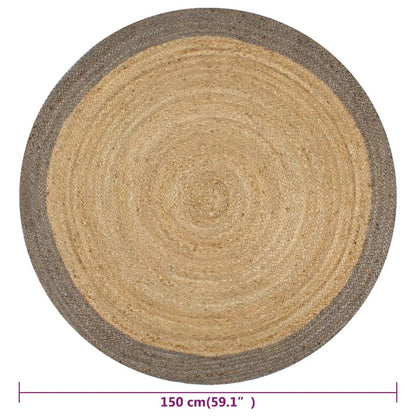 vidaXL Tapis fait à la main Jute avec bord gris 150 cm