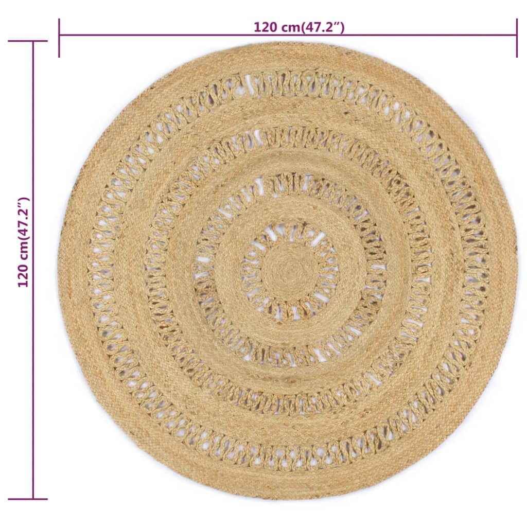 vidaXL Tapis fait à la main Jute tressée 120 cm