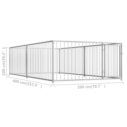 vidaXL Chenil d'extérieur pour chiens 200 x 400 x 100 cm