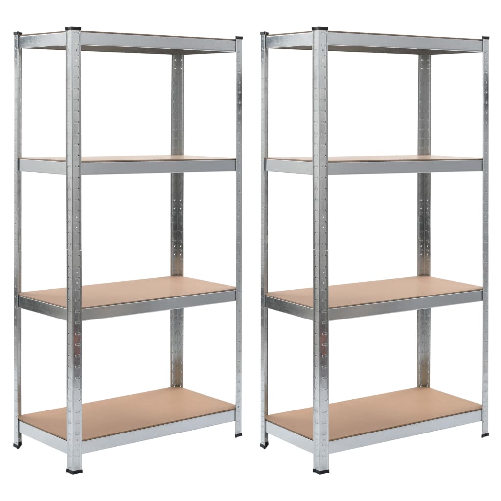 vidaXL Étagères à 4 niveaux 2 pcs Argenté Acier et bois d'ingénierie
