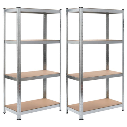 vidaXL Étagères à 4 niveaux 2 pcs Argenté Acier et bois d'ingénierie