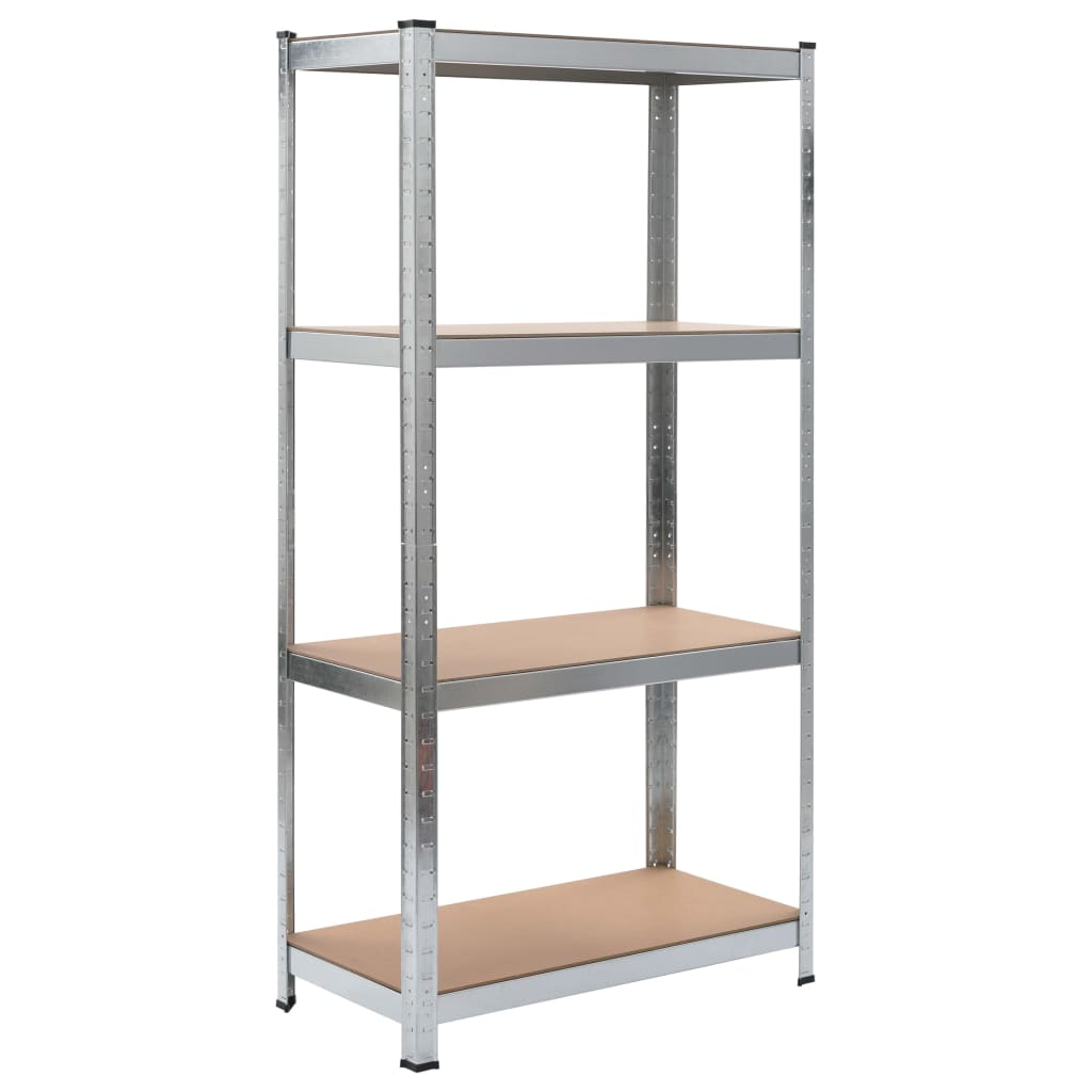 vidaXL Étagères à 4 niveaux 2 pcs Argenté Acier et bois d'ingénierie