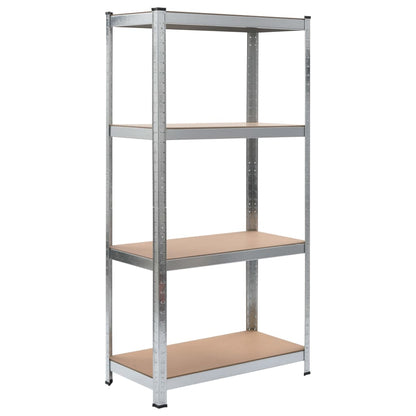 vidaXL Étagères à 4 niveaux 2 pcs Argenté Acier et bois d'ingénierie