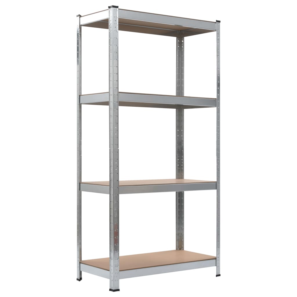 vidaXL Étagères à 4 niveaux 2 pcs Argenté Acier et bois d'ingénierie