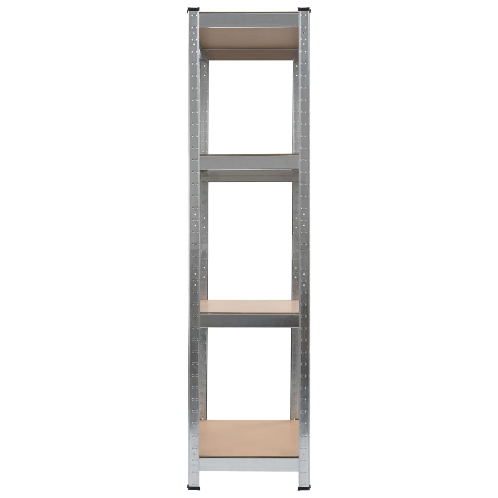 vidaXL Étagères à 4 niveaux 2 pcs Argenté Acier et bois d'ingénierie