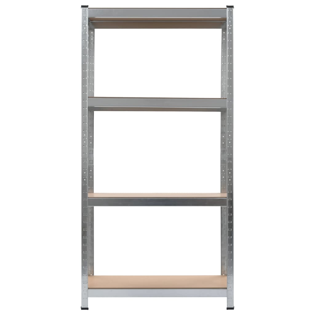 vidaXL Étagères à 4 niveaux 2 pcs Argenté Acier et bois d'ingénierie