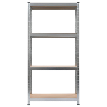 vidaXL Étagères à 4 niveaux 2 pcs Argenté Acier et bois d'ingénierie