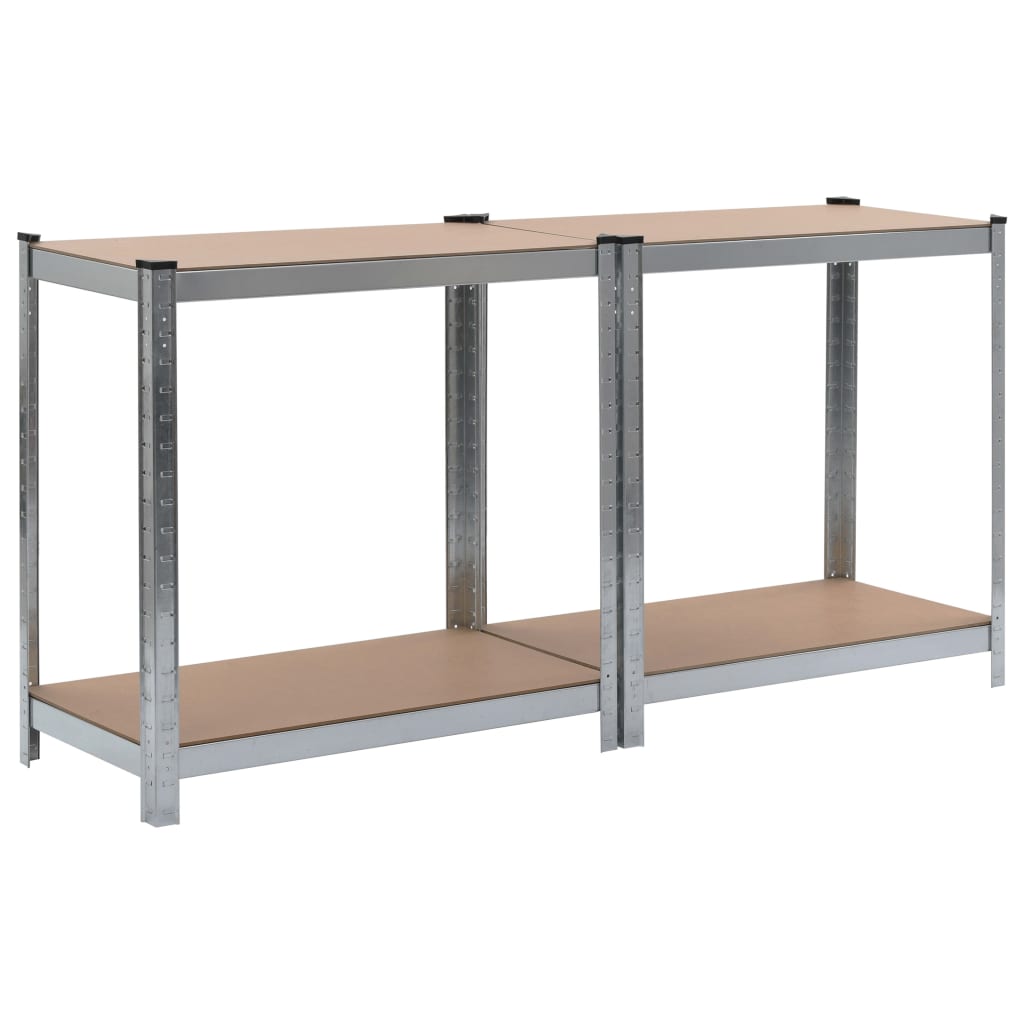 vidaXL Étagères à 4 niveaux 2 pcs Argenté Acier et bois d'ingénierie