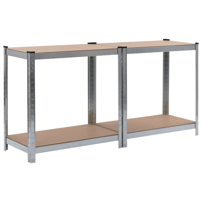 vidaXL Étagères à 4 niveaux 2 pcs Argenté Acier et bois d'ingénierie
