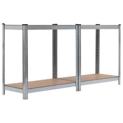 vidaXL Étagères à 4 niveaux 2 pcs Argenté Acier et bois d'ingénierie