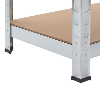 vidaXL Étagères à 4 niveaux 2 pcs Argenté Acier et bois d'ingénierie