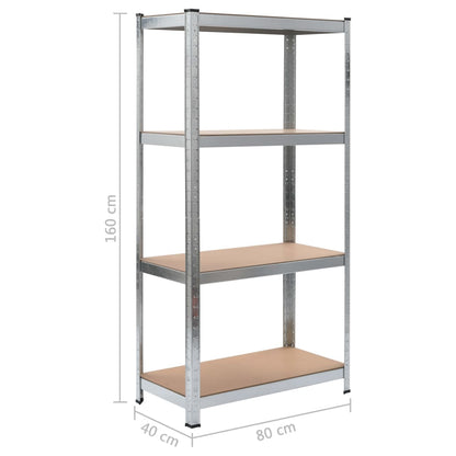 vidaXL Étagères à 4 niveaux 2 pcs Argenté Acier et bois d'ingénierie
