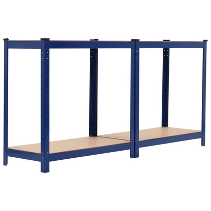 vidaXL Étagère de rangement à 4 niveaux Bleu Acier et bois ingénierie