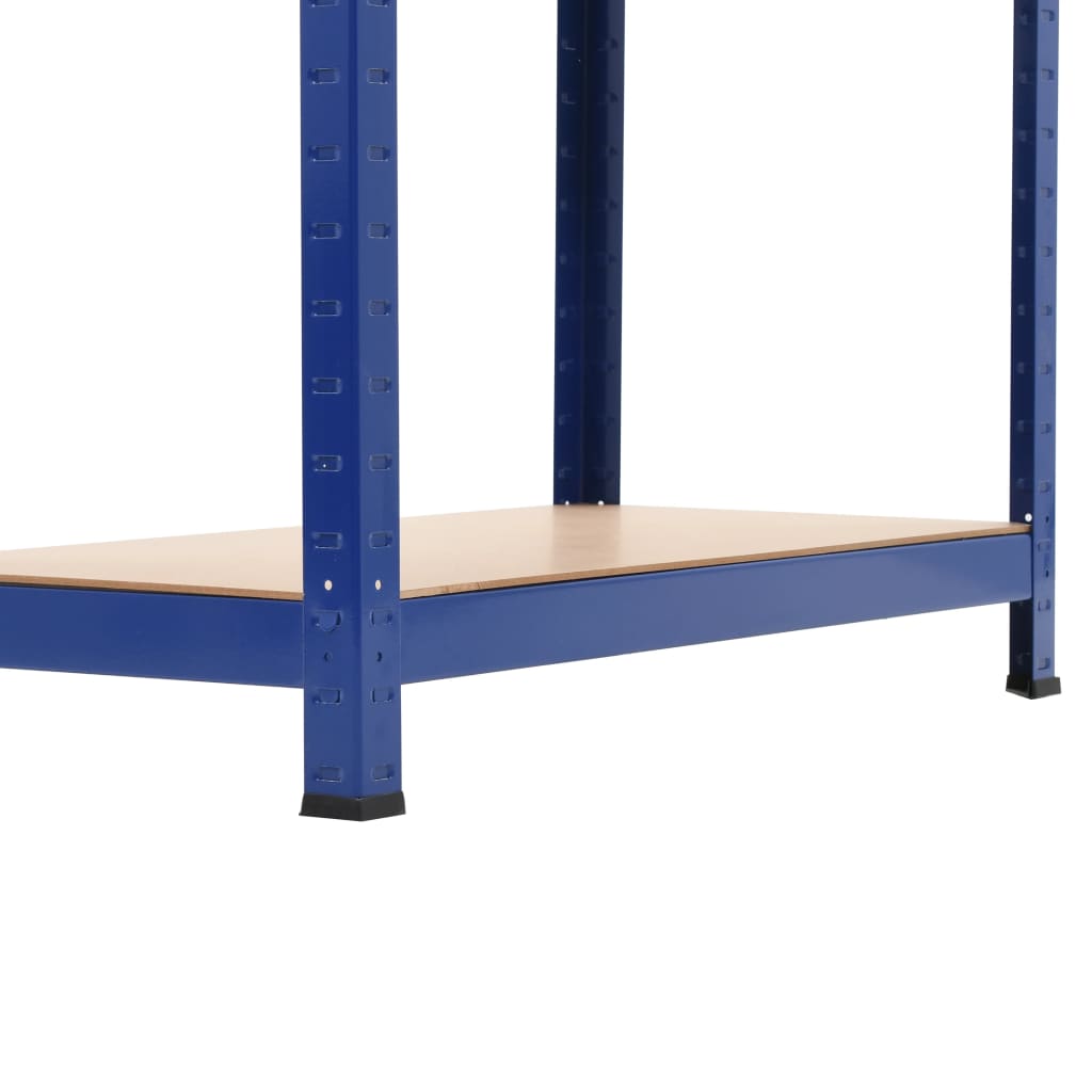 vidaXL Étagère de rangement à 4 niveaux Bleu Acier et bois ingénierie