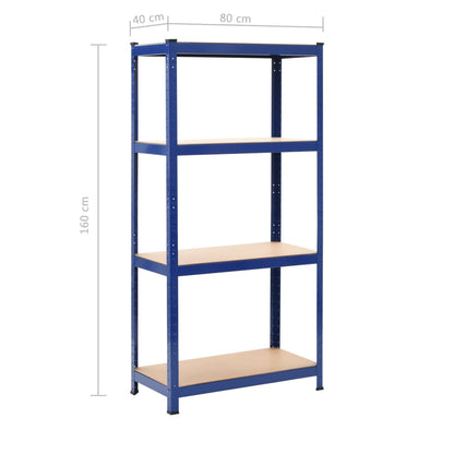 vidaXL Étagère de rangement à 4 niveaux Bleu Acier et bois ingénierie