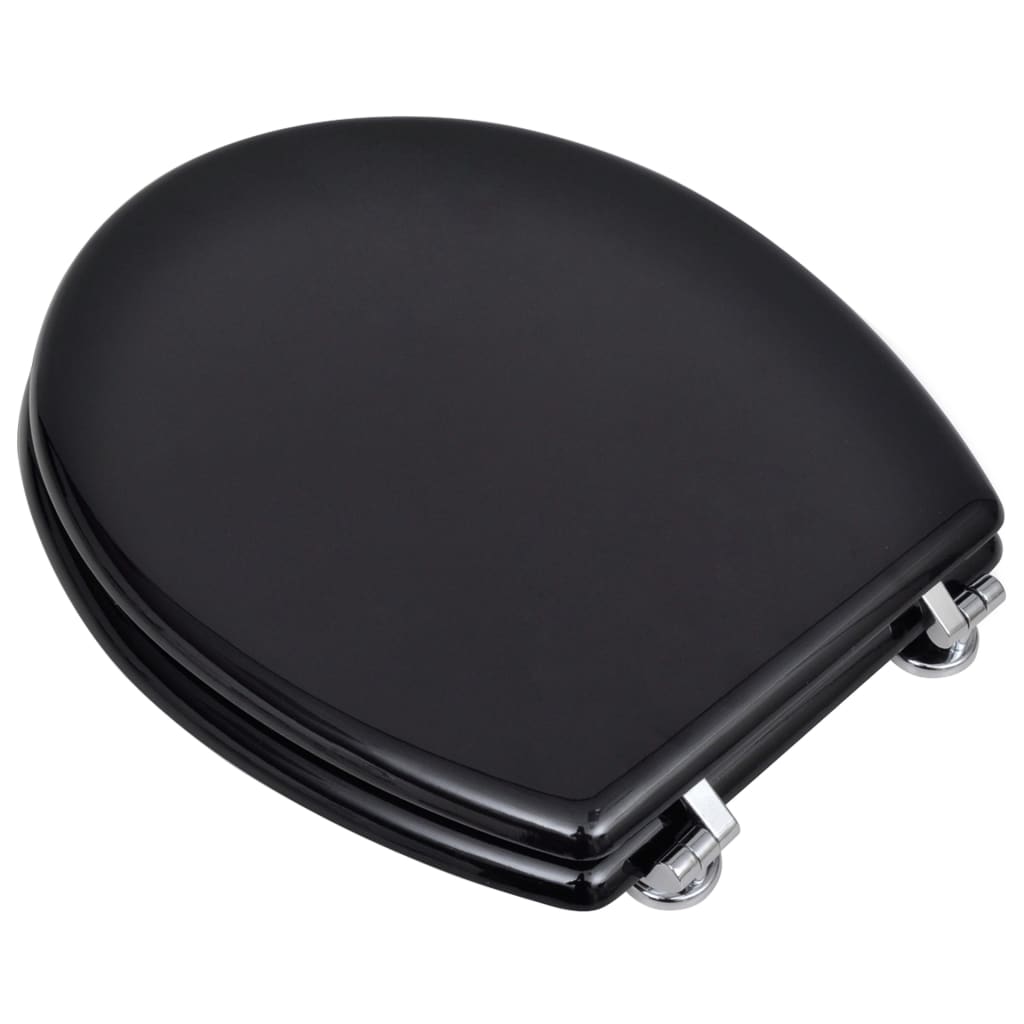 vidaXL Sièges de toilette avec couvercles 2 pcs MDF Noir