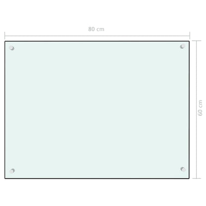 vidaXL Dosseret de cuisine Blanc 80x60 cm Verre trempé