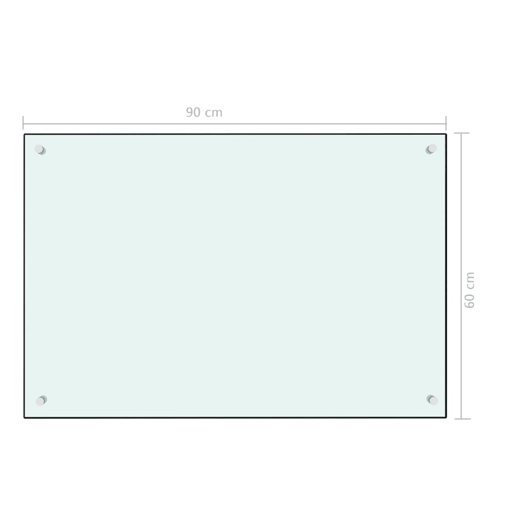 vidaXL Dosseret de cuisine Blanc 90x60 cm Verre trempé