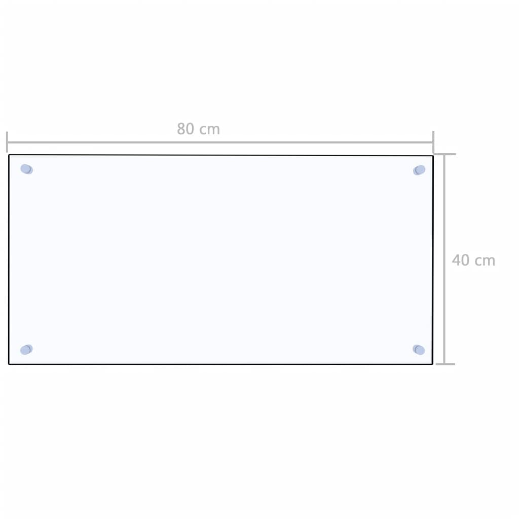 vidaXL Dosseret de cuisine Transparent 80x40 cm Verre trempé