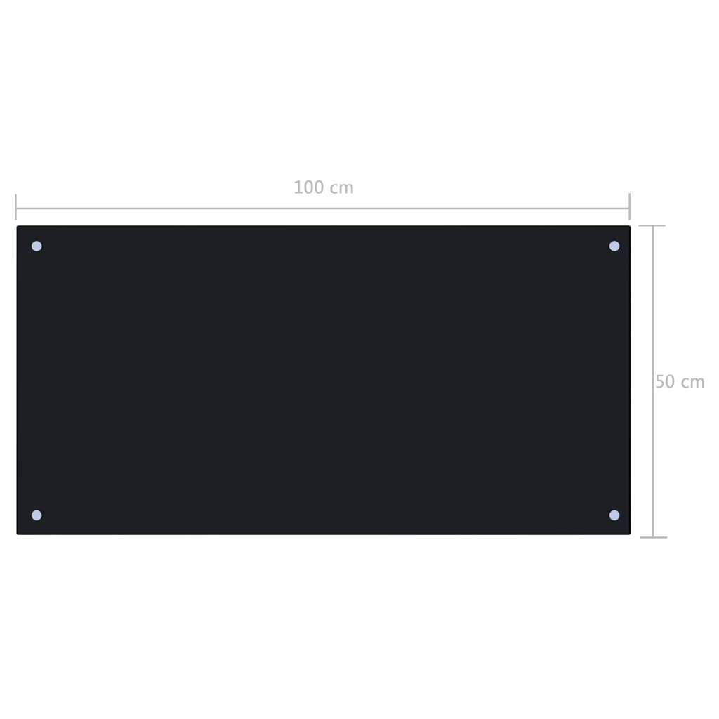 vidaXL Dosseret de cuisine Noir 100x50 cm Verre trempé