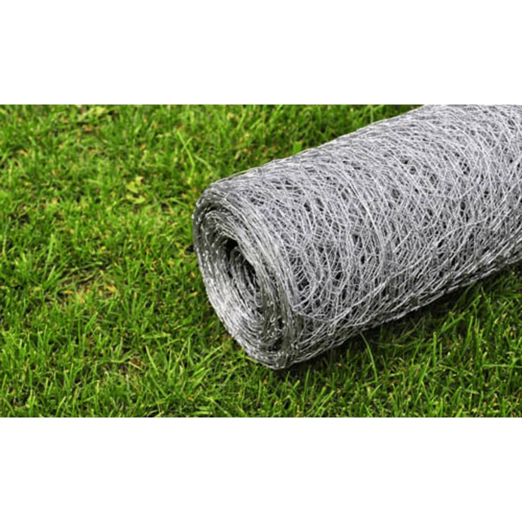 vidaXL Clôture en treillis Acier galvanisé Hexagonal 1x25 m Argenté