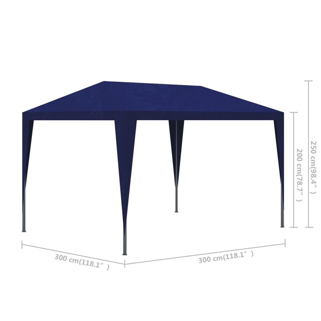 vidaXL Tonnelle de jardin Tente de réception Chapiteau Bleu 3x3m