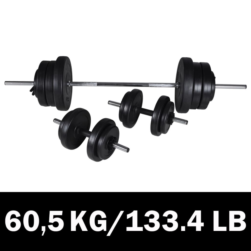 Kit de barre d'haltère et 2 haltères 605kg