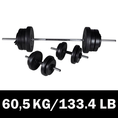 Kit de barre d'haltère et 2 haltères 605kg