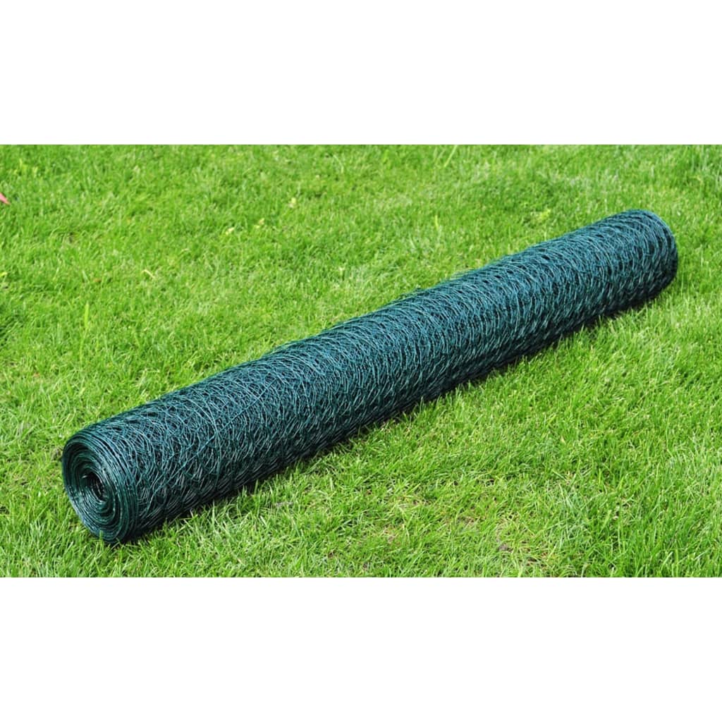 vidaXL Grillage Acier galvanisé et revêtement en PVC 25x0,5 m Vert