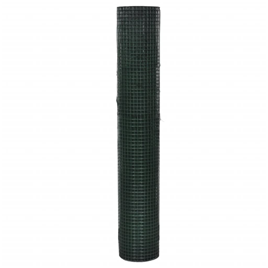 vidaXL Grillage Acier galvanisé et revêtement en PVC 25 x 1 m Vert