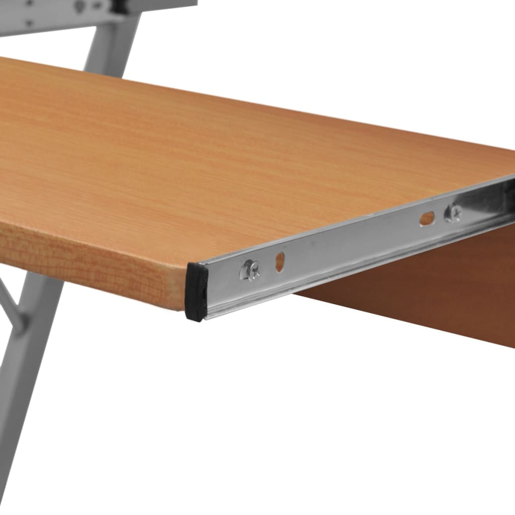 vidaXL Bureau d'ordinateur avec plateau à clavier coulissant Marron