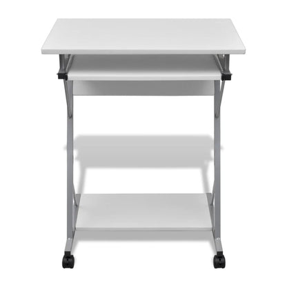 vidaXL Bureau d'ordinateur compact avec plateau à clavier Blanc