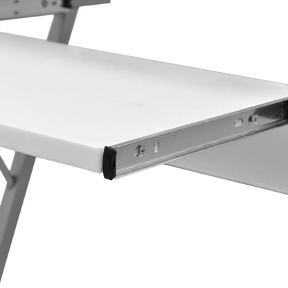 vidaXL Bureau d'ordinateur compact avec plateau à clavier Blanc