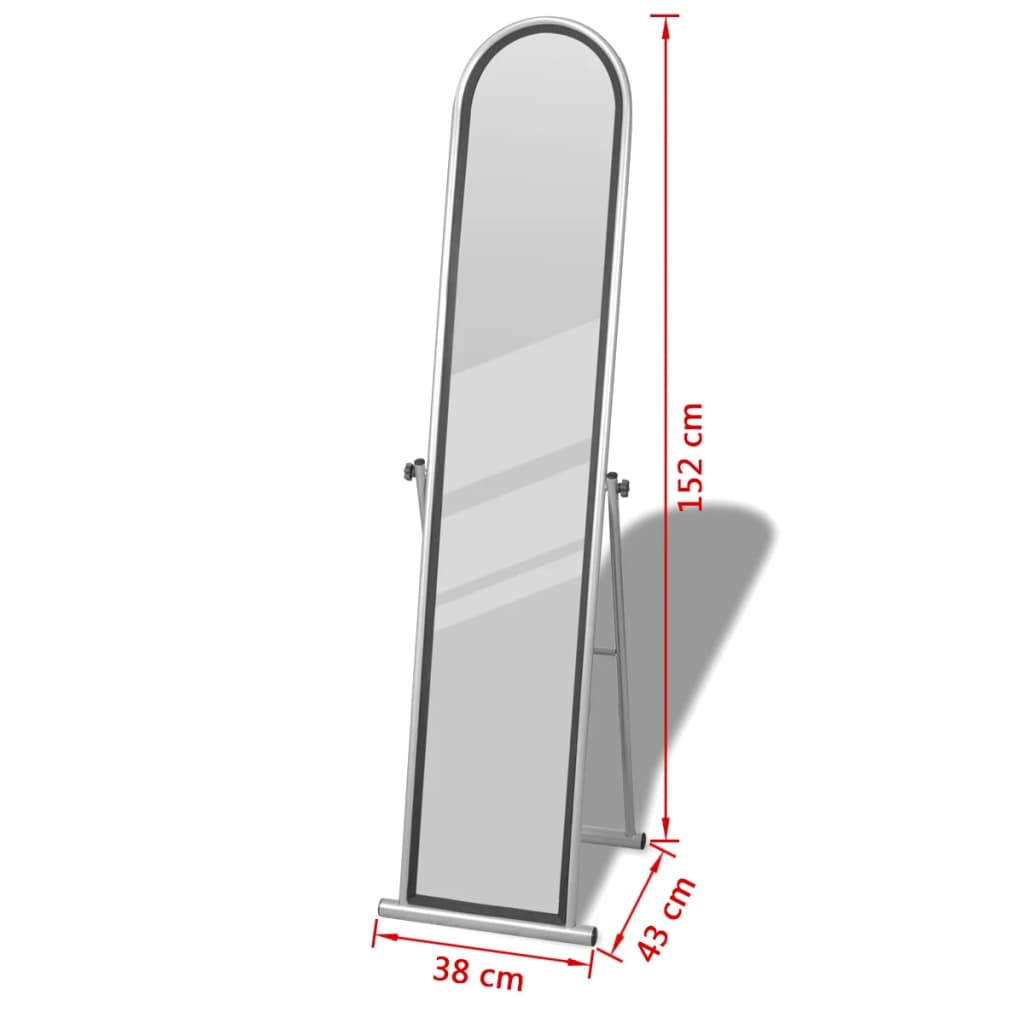 vidaXL Miroir autoportant rectangulaire pleine longueur Gris