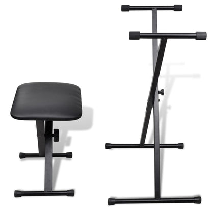 vidaXL Ensemble de tabouret et support réglable de piano