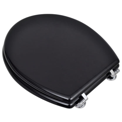 vidaXL Siège de toilette avec Couvercle MDF Design simple Noir
