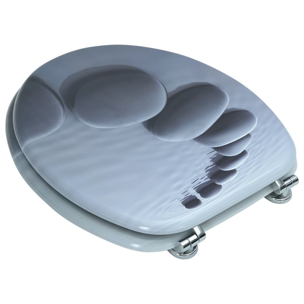 vidaXL Siège de toilette avec Couvercle MDF Pierres