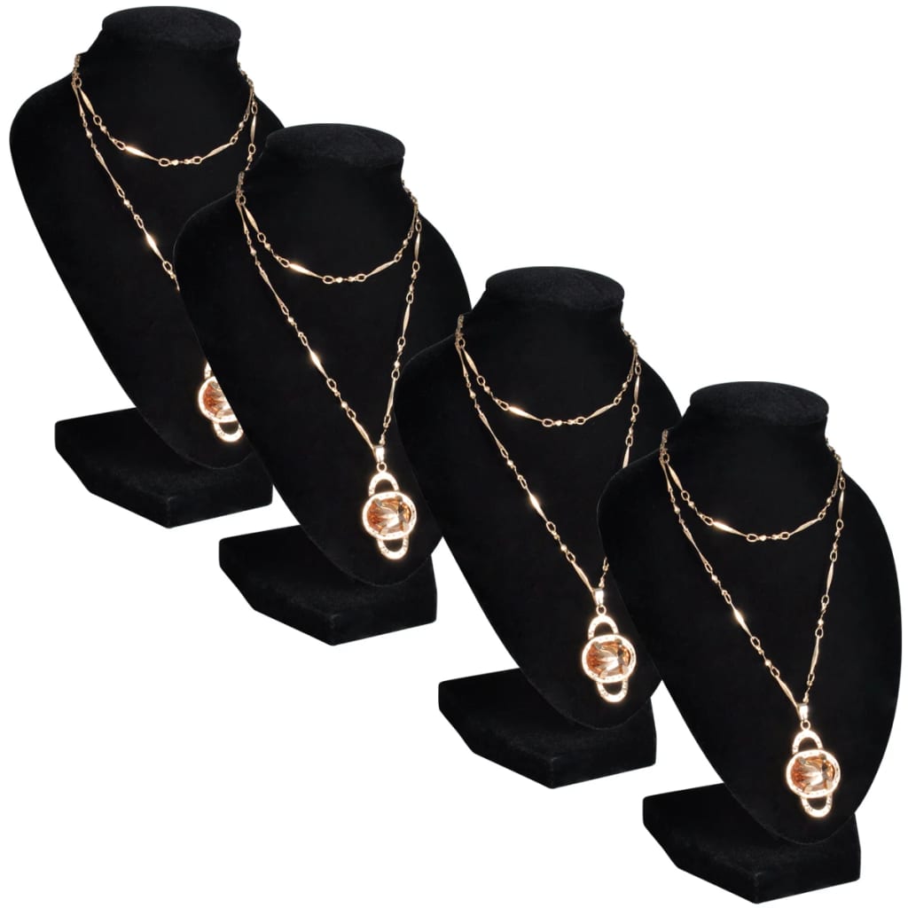 Présentoir buste d'exposition pour colliers en flanelle 4 pcs