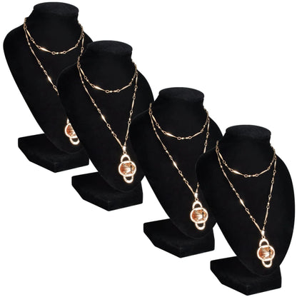 Présentoir buste d'exposition pour colliers en flanelle 4 pcs