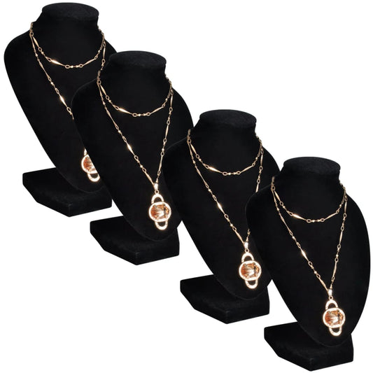 Présentoir buste d'exposition pour colliers en flanelle 4 pcs