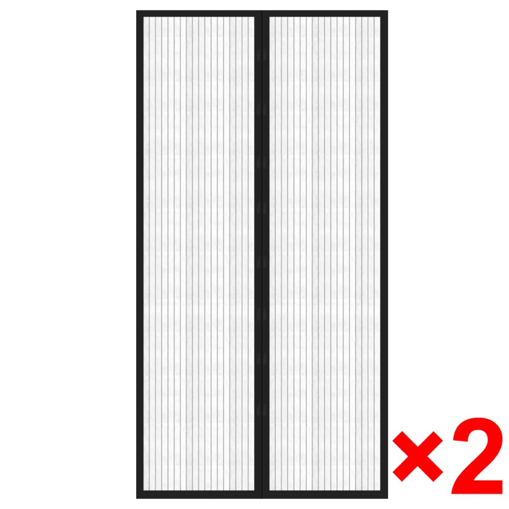 vidaXL Rideau de porte contre insectes 210x100cm 2 pcs magnétique noir
