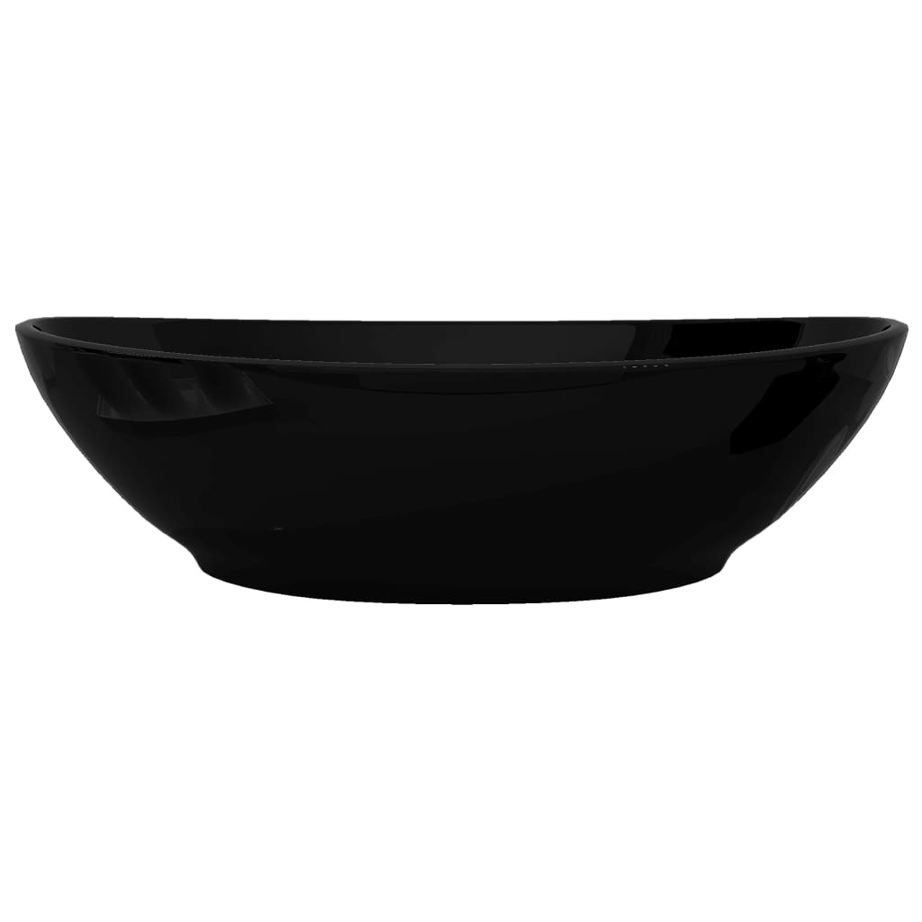 vidaXL Lavabo ovale Céramique 40 x 33 cm Noir